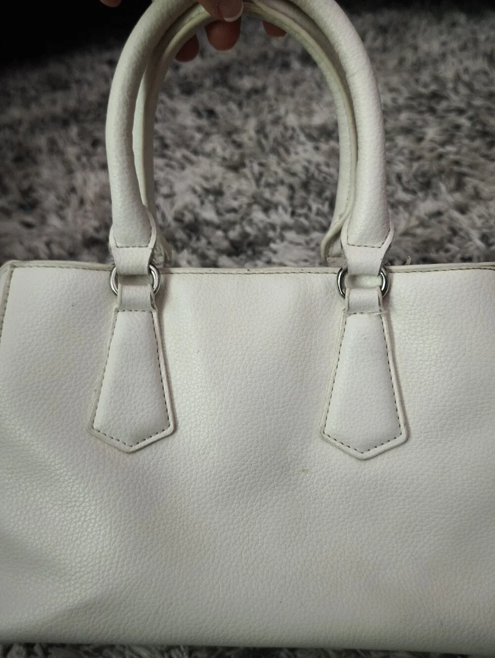Steve Madden White Pebbled Leather Satchel